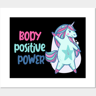 Body positive power -beautiful ight blue unicorn Posters and Art